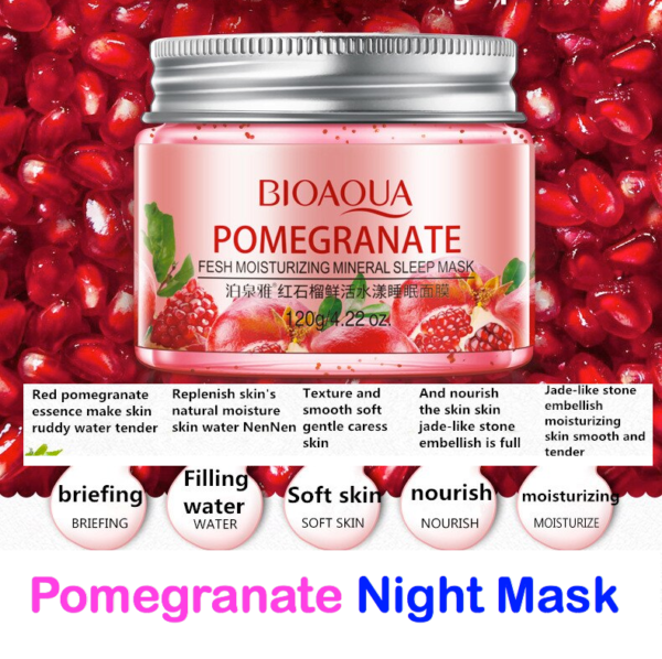 BIOAQUA Pomegranate Fresh Moisturizing Mineral Sleep Mask – Hydrate & Glow Overnight