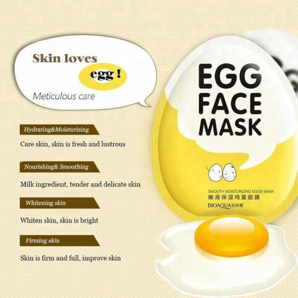BIOAQUA Moisturizing Face Mask Sheet with Eggs Extract 5pcs - Image 3