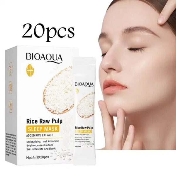 Bioaqua Rice Raw Pulp Moisturizing Brightening Sleeping Mask (4ml X 20pcs) - Image 6