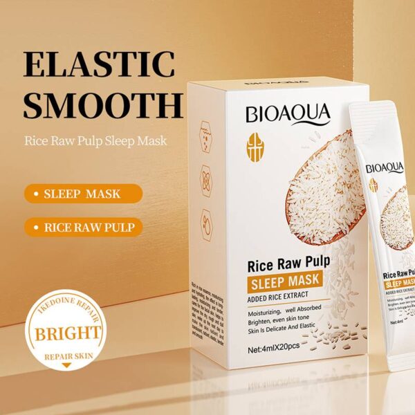 Bioaqua Rice Raw Pulp Moisturizing Brightening Sleeping Mask (4ml X 20pcs) - Image 4